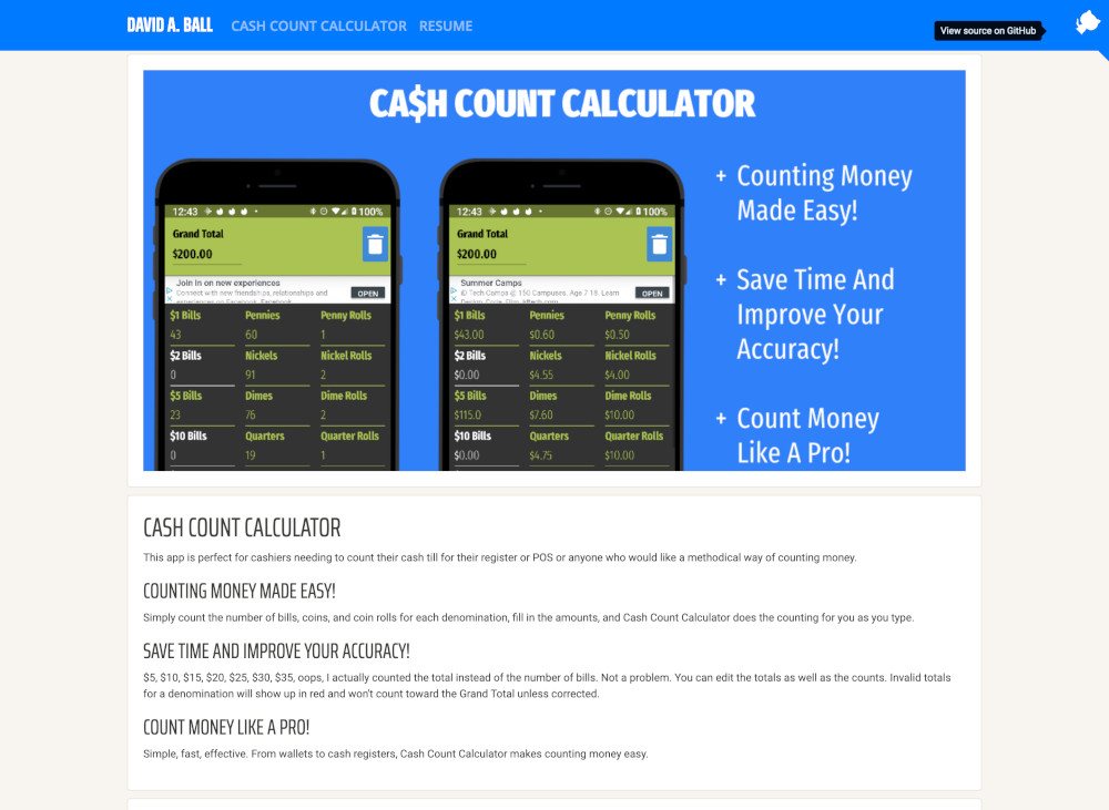 Cash Count Calculator